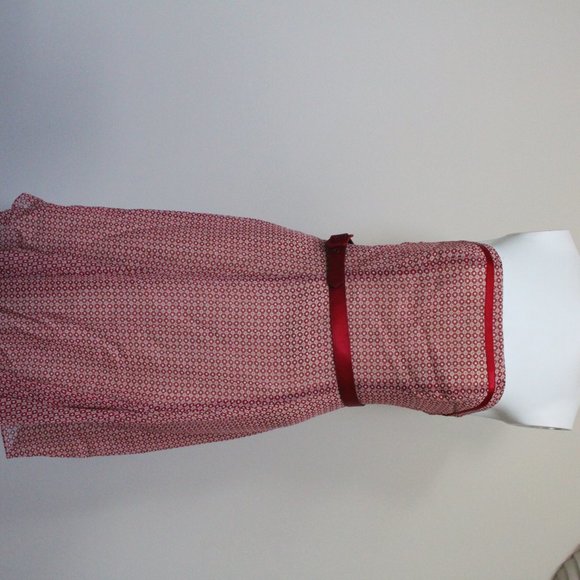 Moda International Red Cream Pattern Belted Dress - Picture 2 of 6